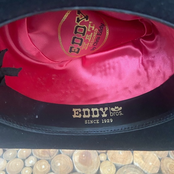 Vintage Black Cowboy Hat with Blue Band - Picture 5 of 6